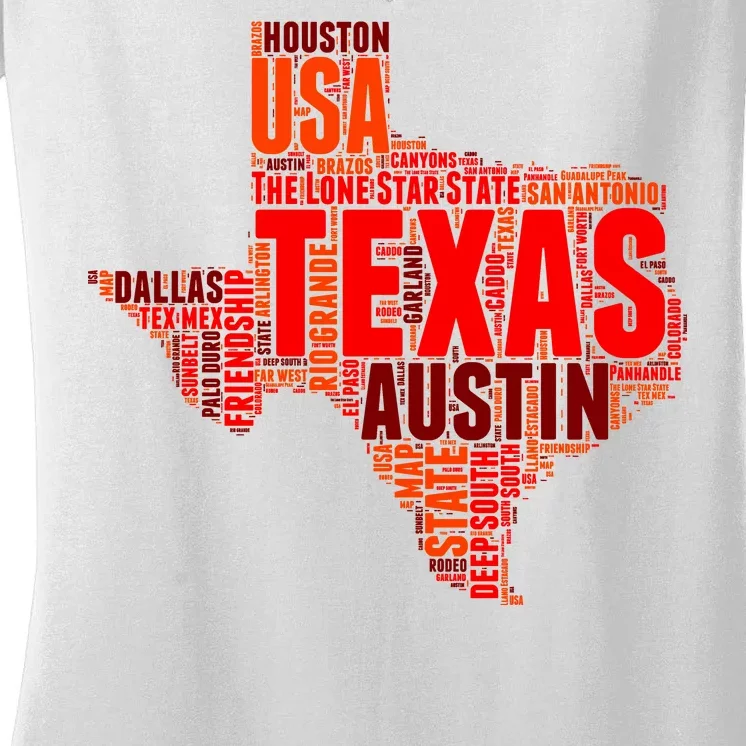 Texas State Word Map Women's V-Neck T-Shirt