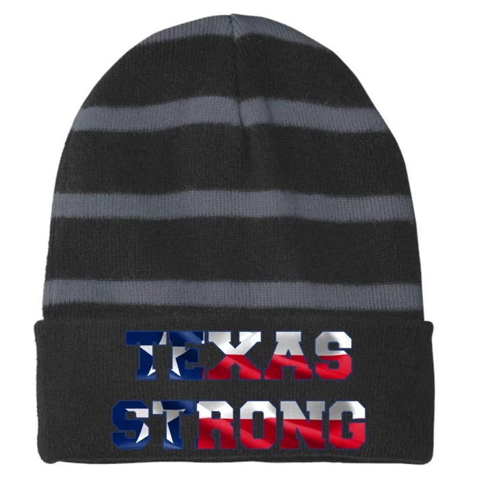 Texas Strong Flag Hurricane Harvey Aid Striped Beanie with Solid Band