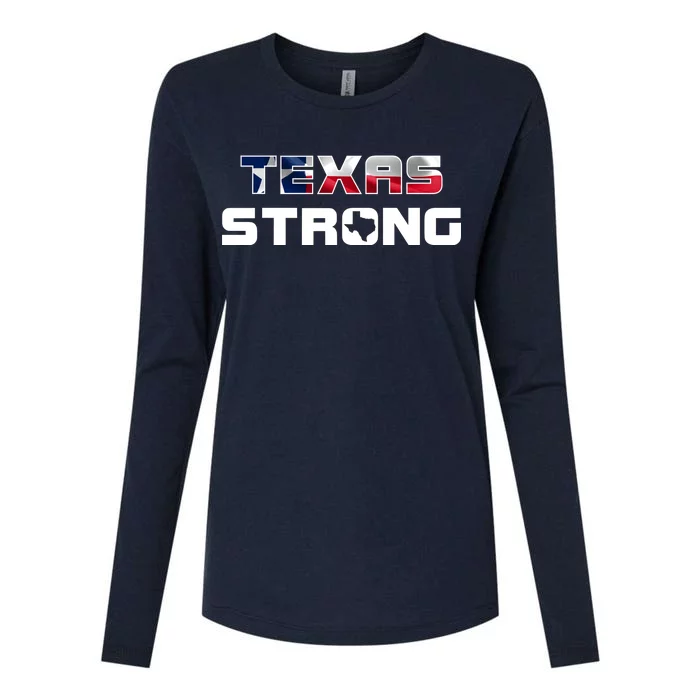 Texas Strong State Flag Logo Womens Cotton Relaxed Long Sleeve T-Shirt