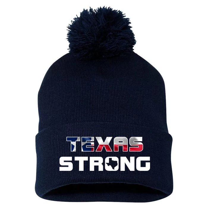 Texas Strong State Flag Logo Pom Pom 12in Knit Beanie