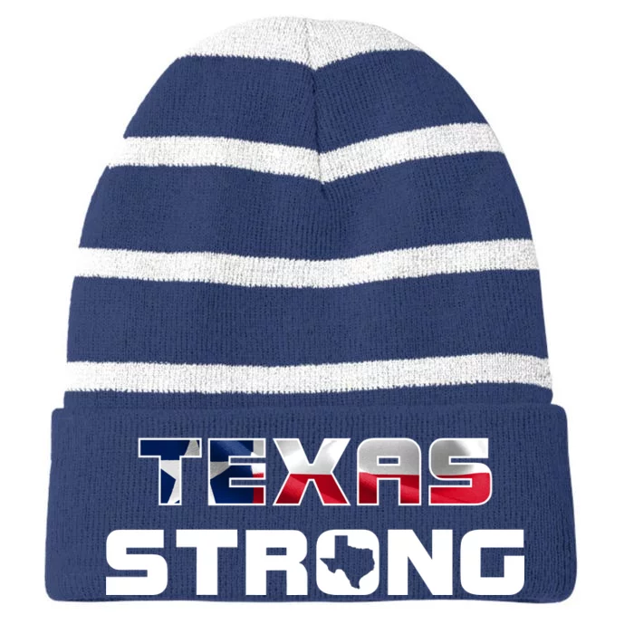 Texas Strong State Flag Logo Striped Beanie with Solid Band