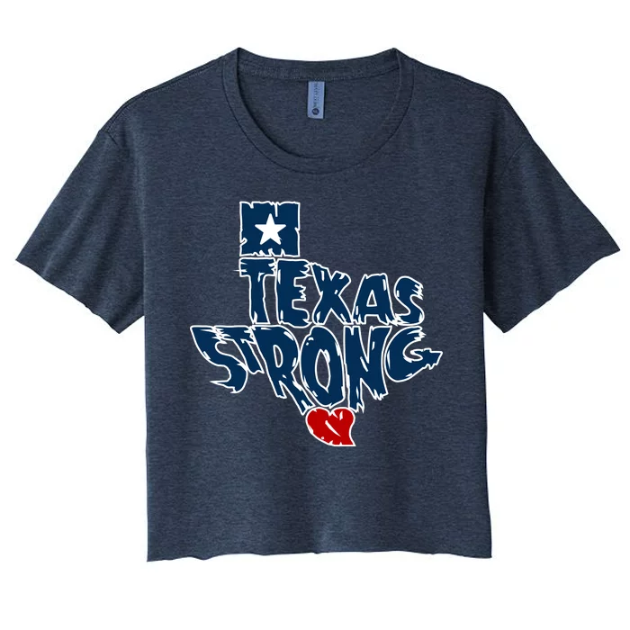 Texas Strong State Map Women's Crop Top Tee