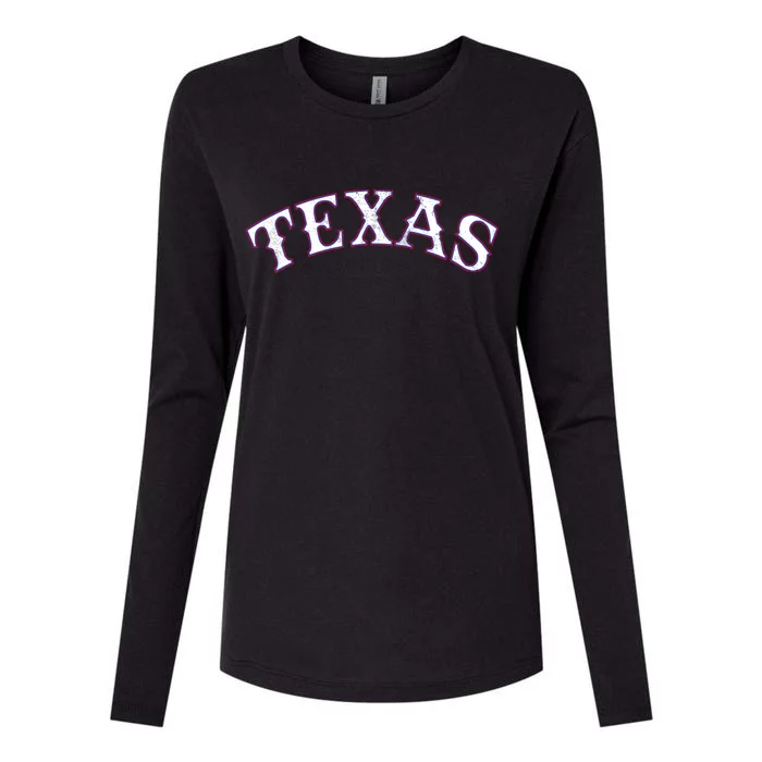 Texas Vintage Classic Logo Womens Cotton Relaxed Long Sleeve T-Shirt