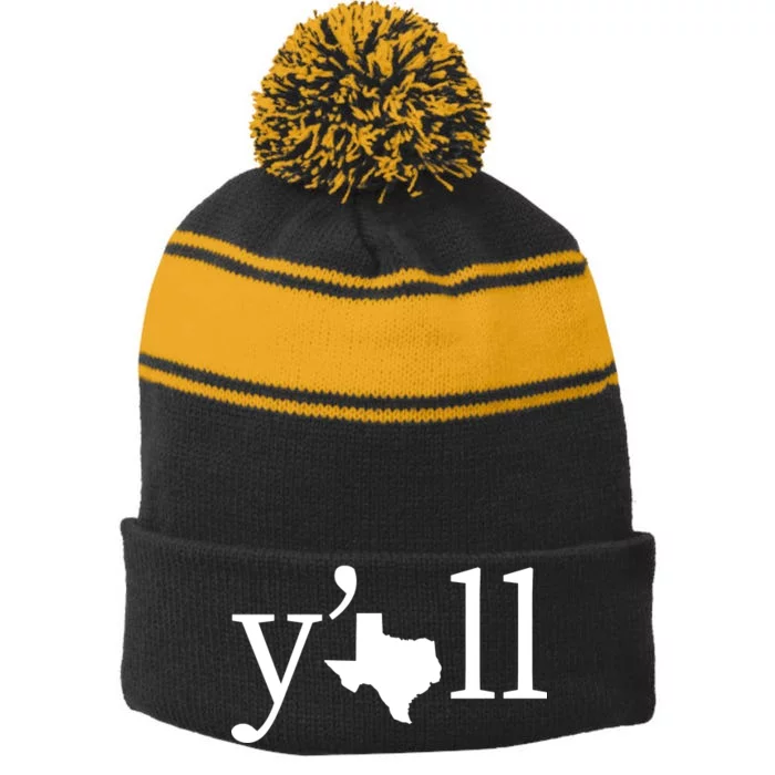 Texas Y'all Stripe Pom Pom Beanie