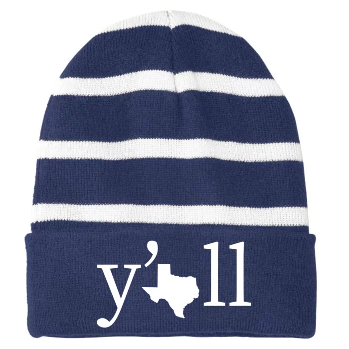 Texas Y'all Striped Beanie with Solid Band