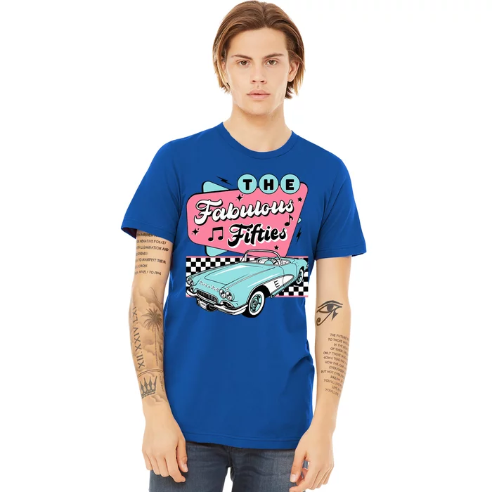 The Fifties 1950s Car Music Checkerboard Rockabilly Sock Hop Premium T-Shirt