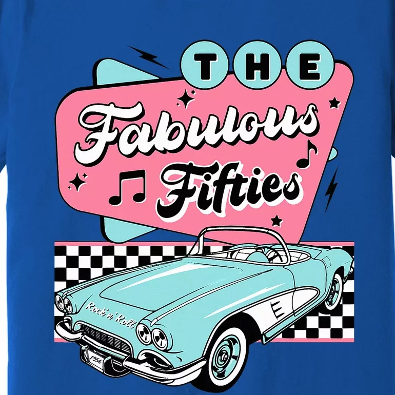 The Fifties 1950s Car Music Checkerboard Rockabilly Sock Hop Premium T-Shirt