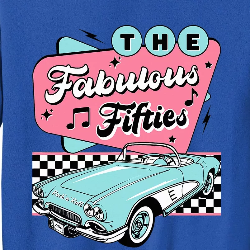 The Fifties 1950s Car Music Checkerboard Rockabilly Sock Hop Tall Sweatshirt