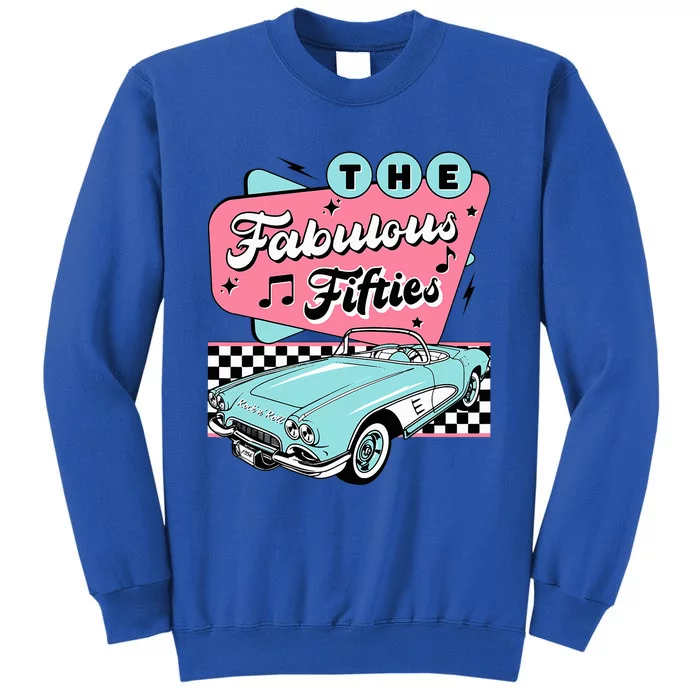 The Fifties 1950s Car Music Checkerboard Rockabilly Sock Hop Tall Sweatshirt