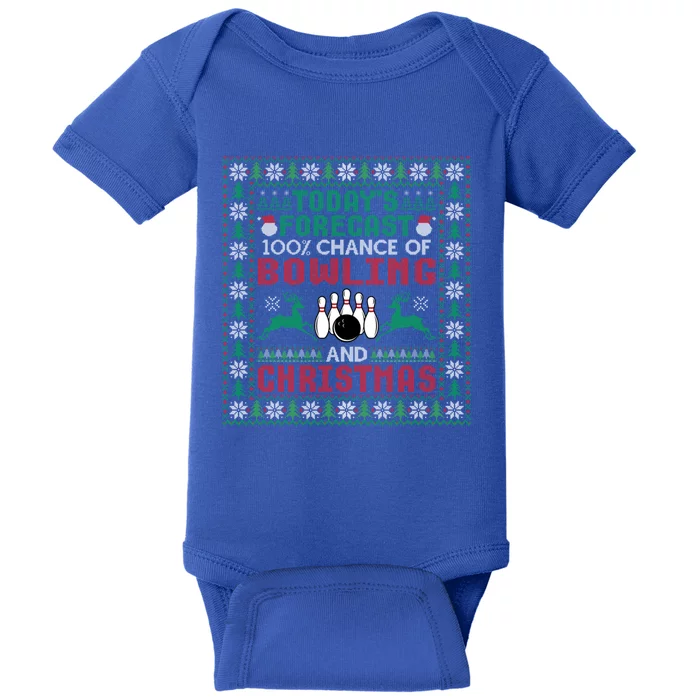 TodayS Forecast 100% Chance Of Bowling And Christmas Gift Baby Bodysuit