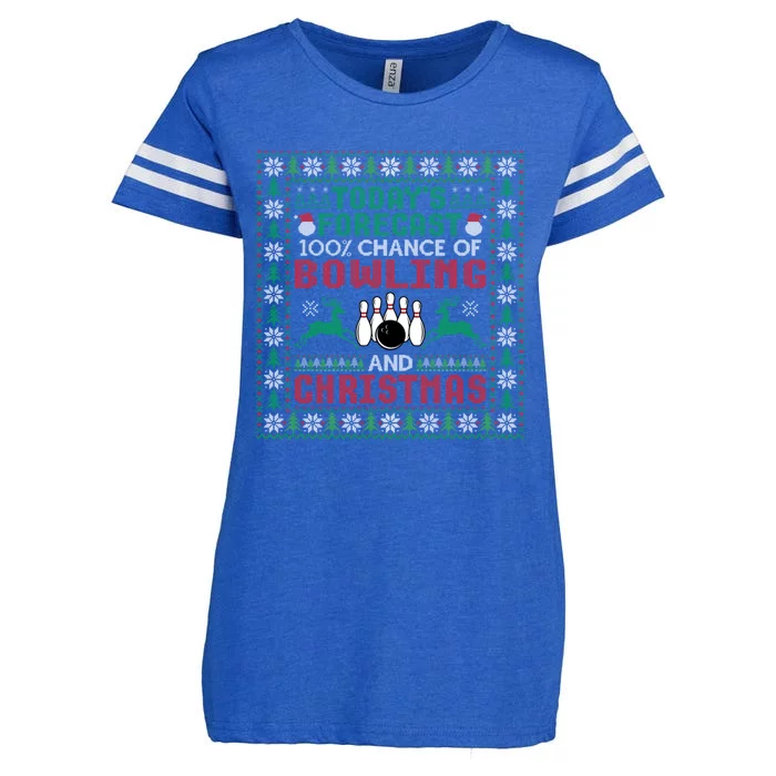 TodayS Forecast 100% Chance Of Bowling And Christmas Gift Enza Ladies Jersey Football T-Shirt