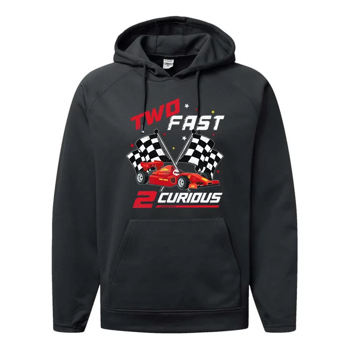 Two Fast 2 Curious Birthday Decorations 2nd Bday Performance Fleece Hoodie