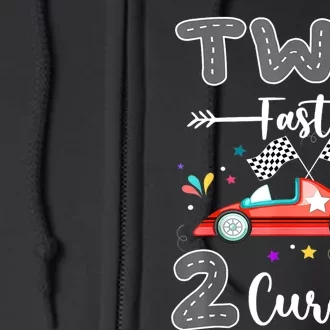 Two Fast 2 Curious Racing 2nd Birthday Gifts Boy Girl Full Zip Hoodie