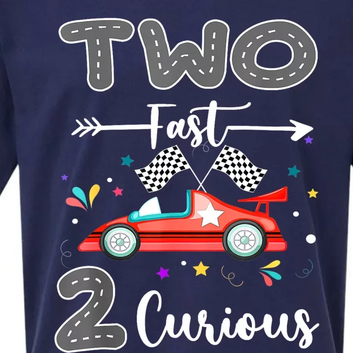 Two Fast 2 Curious Racing 2nd Birthday Gifts Boy Girl Sueded Cloud Jersey T-Shirt