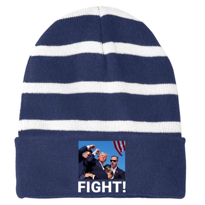 Trump Fight 2024 Usa Flag Save Our Republic Pennsylvania Rally 2024 Striped Beanie with Solid Band