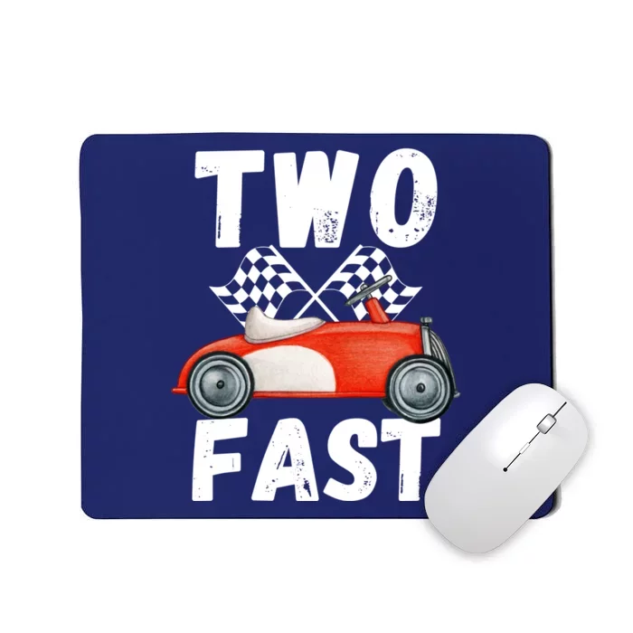 Two Fast 2 Curious Racing 2nd Birthday Race Car Pit Crew Tee Mousepad