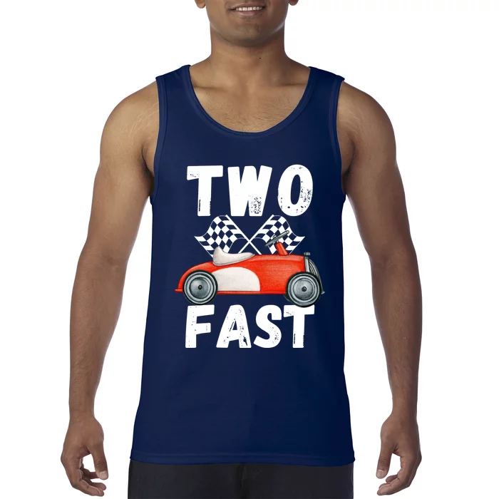 Two Fast 2 Curious Racing 2nd Birthday Race Car Pit Crew Tee Tank Top