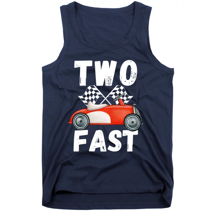 Two Fast 2 Curious Racing 2nd Birthday Race Car Pit Crew Tee Tank Top