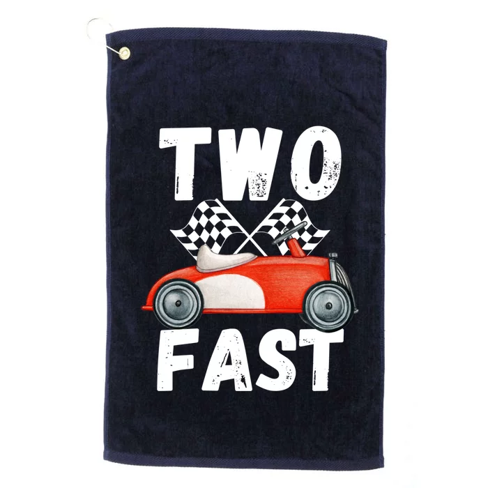 Two Fast 2 Curious Racing 2nd Birthday Race Car Pit Crew Tee Platinum Collection Golf Towel