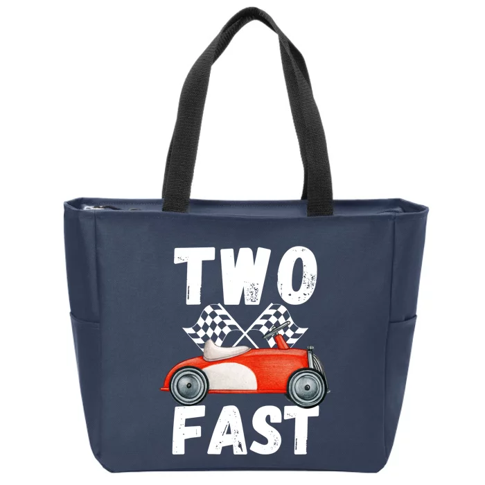 Two Fast 2 Curious Racing 2nd Birthday Race Car Pit Crew Tee Zip Tote Bag