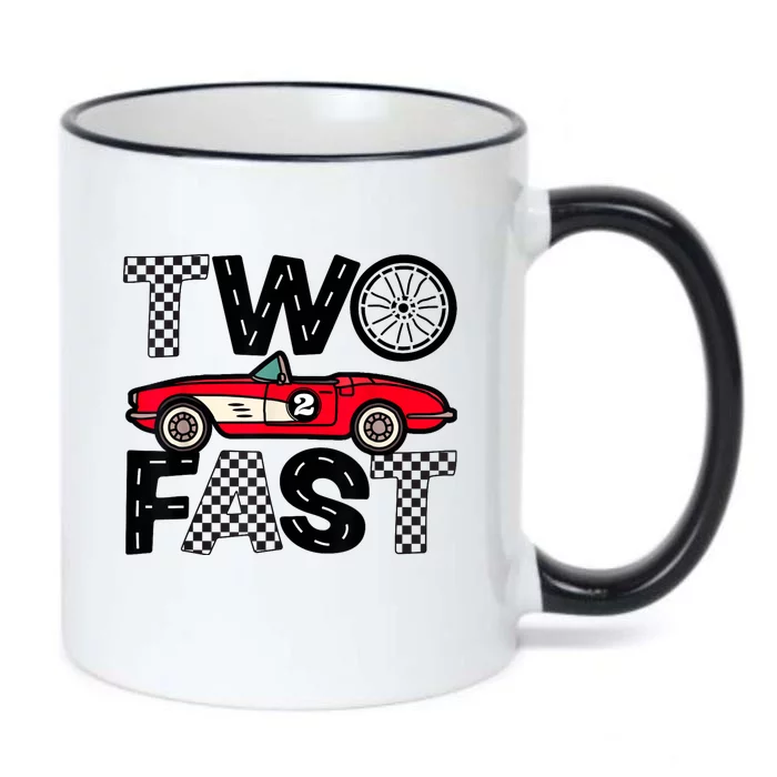 Two Fast 2 Curious Birthday 2 Years Old Pit Crew Bday Gifts Black Color Changing Mug