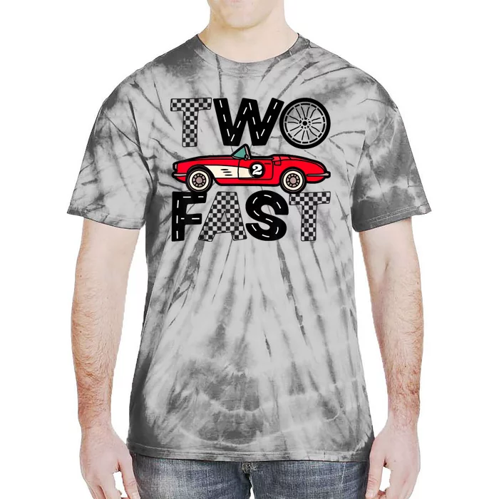 Two Fast 2 Curious Birthday 2 Years Old Pit Crew Bday Gifts Tie-Dye T-Shirt