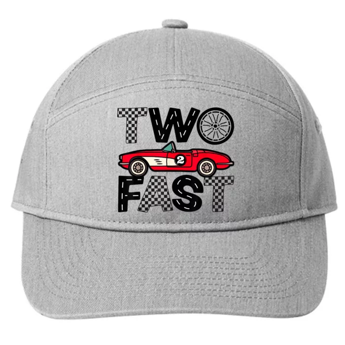 Two Fast 2 Curious Birthday 2 Years Old Pit Crew Bday Gifts 7-Panel Snapback Hat