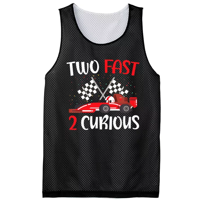 Two Fast 2 Curious 2nd Birthday Two Years Old Car Racing Mesh Reversible Basketball Jersey Tank