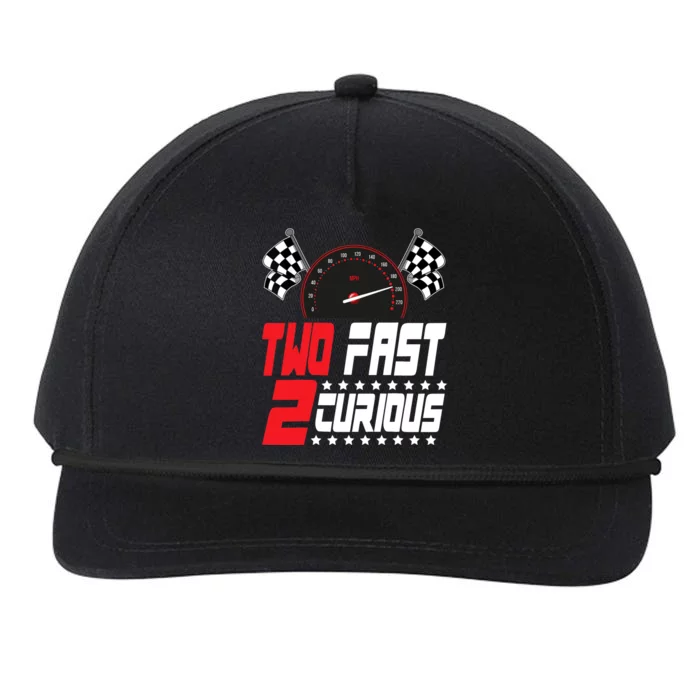 Two Fast 2 Curious Happy 2nd Birthday Boy Decorations Bday Snapback Five-Panel Rope Hat