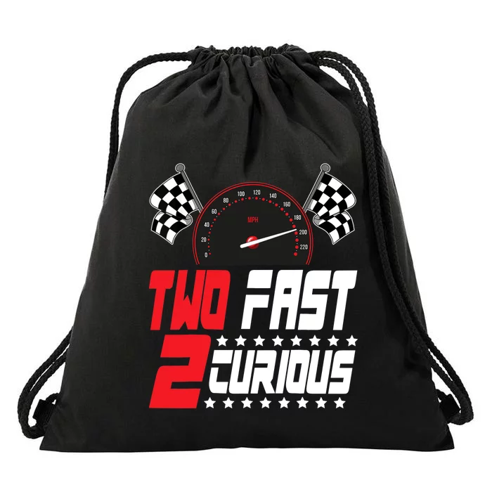 Two Fast 2 Curious Happy 2nd Birthday Boy Decorations Bday Drawstring Bag