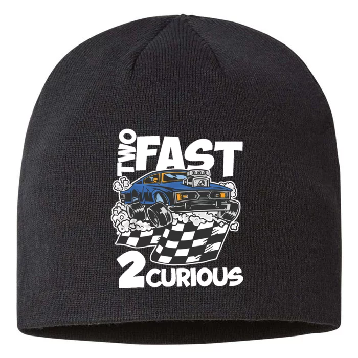 Two Fast 2 Curious Years Racing Two Fast Birthday 8 1/2in Sustainable Knit Beanie