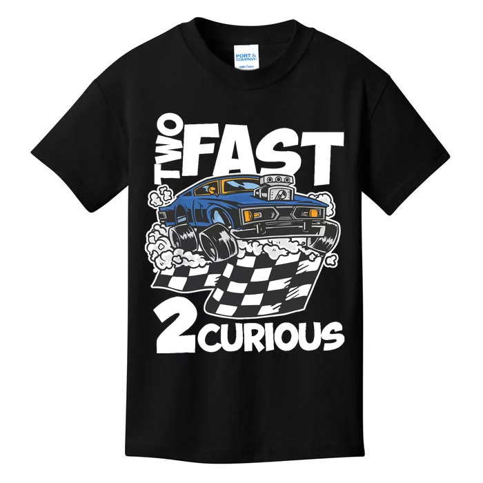 Two Fast 2 Curious Years Racing Two Fast Birthday Kids T-Shirt