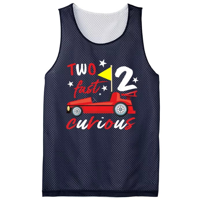 Two Fast 2 Curious Years - Racing Two Fast Birthday Mesh Reversible Basketball Jersey Tank