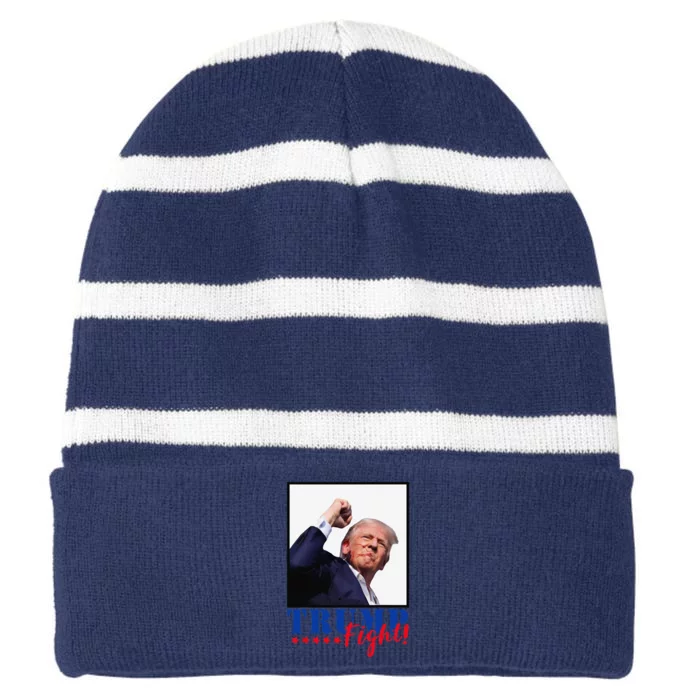 Trump Fight 2024 Fighting Fighters Supporters Americans Striped Beanie with Solid Band