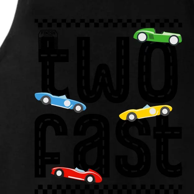 Two Fast 2 Curious Birthday 2 Years Old Race Car Speed Ladies Tri-Blend Wicking Tank