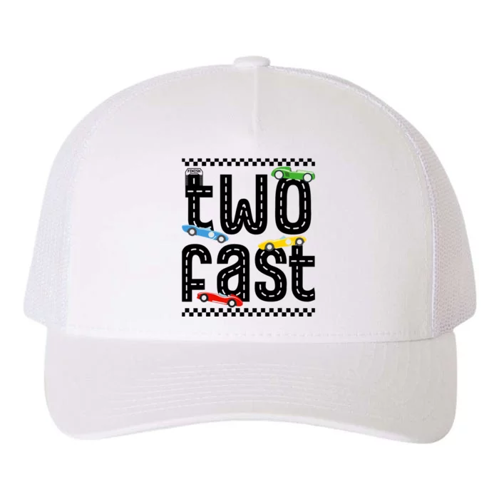 Two Fast 2 Curious Birthday 2 Years Old Race Car Speed Yupoong Adult 5-Panel Trucker Hat