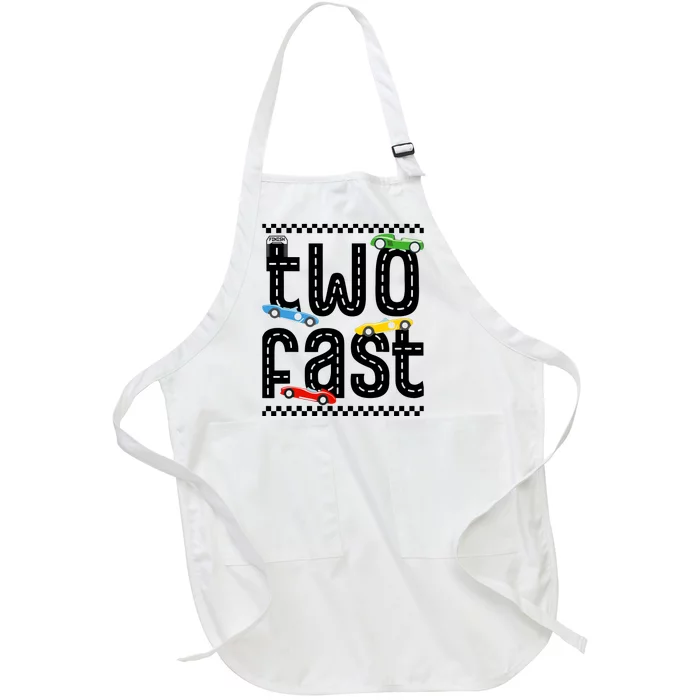 Two Fast 2 Curious Birthday 2 Years Old Race Car Speed Full-Length Apron With Pocket