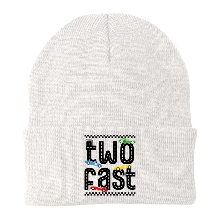 Two Fast 2 Curious Birthday 2 Years Old Race Car Speed Knit Cap Winter Beanie