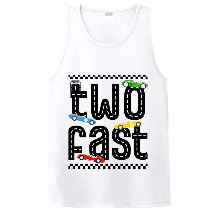 Two Fast 2 Curious Birthday 2 Years Old Race Car Speed Performance Tank