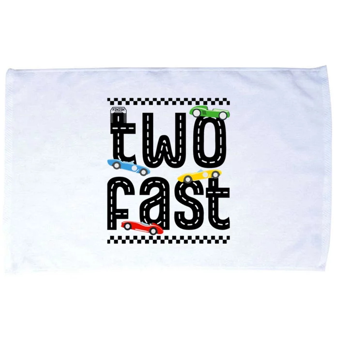 Two Fast 2 Curious Birthday 2 Years Old Race Car Speed Microfiber Hand Towel