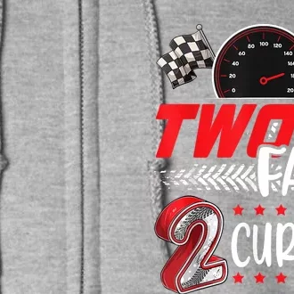 Two Fast 2 Curious Racing 2nd Birthday Two Fast Birthday Full Zip Hoodie