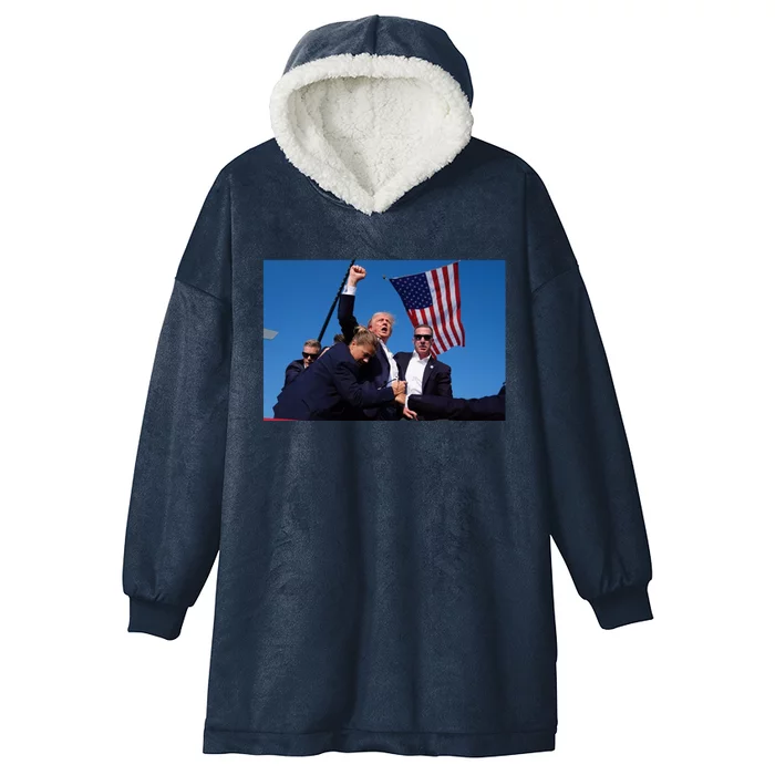 Trump Fight 2024 Trump Shot Fight Hooded Wearable Blanket