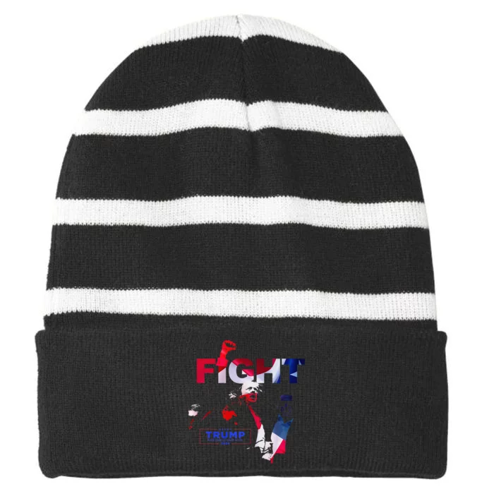 Trump Fight 2024 Striped Beanie with Solid Band