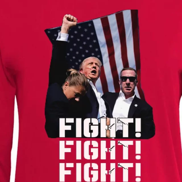 Trump Fight 2024 Trump Shot Fight Trump 2024 Womens Cotton Relaxed Long Sleeve T-Shirt