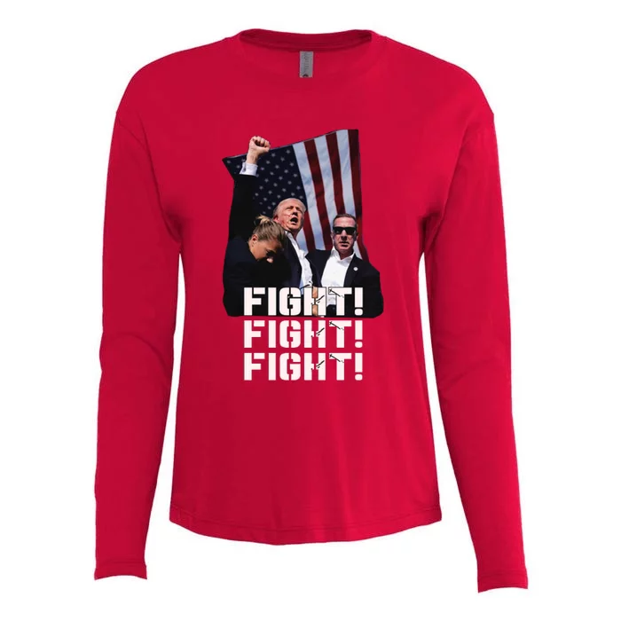 Trump Fight 2024 Trump Shot Fight Trump 2024 Womens Cotton Relaxed Long Sleeve T-Shirt