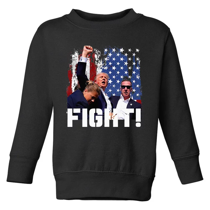 Trump Fight 2024 Trump Shot Fight Trump 2024 Toddler Sweatshirt