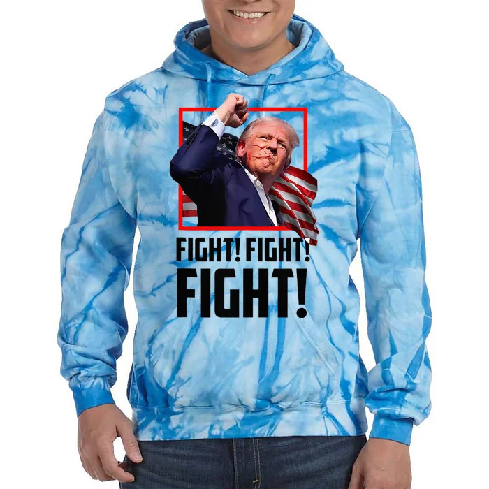 Trump Fight 2024 Trump Shot Fight Trump 2024 Tie Dye Hoodie