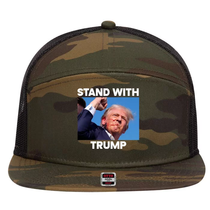 Trump Fight 2024 Trump Shot Fight Trump 2024 7 Panel Mesh Trucker Snapback Hat