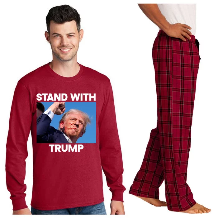 Trump Fight 2024 Trump Shot Fight Trump 2024 Long Sleeve Pajama Set