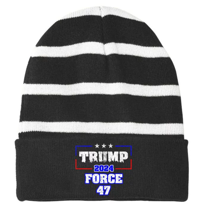 Trump Force 47 Trump 2024 HeS Back Vote Trump Striped Beanie with Solid Band